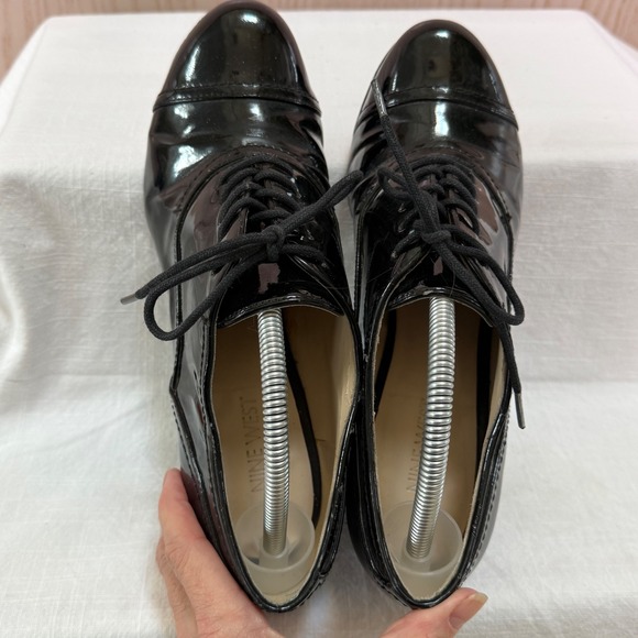 Nine West Shoes - Nine West 8.5M Anastasio Black Patent Lace-Up Oxford Heels career office wingtip